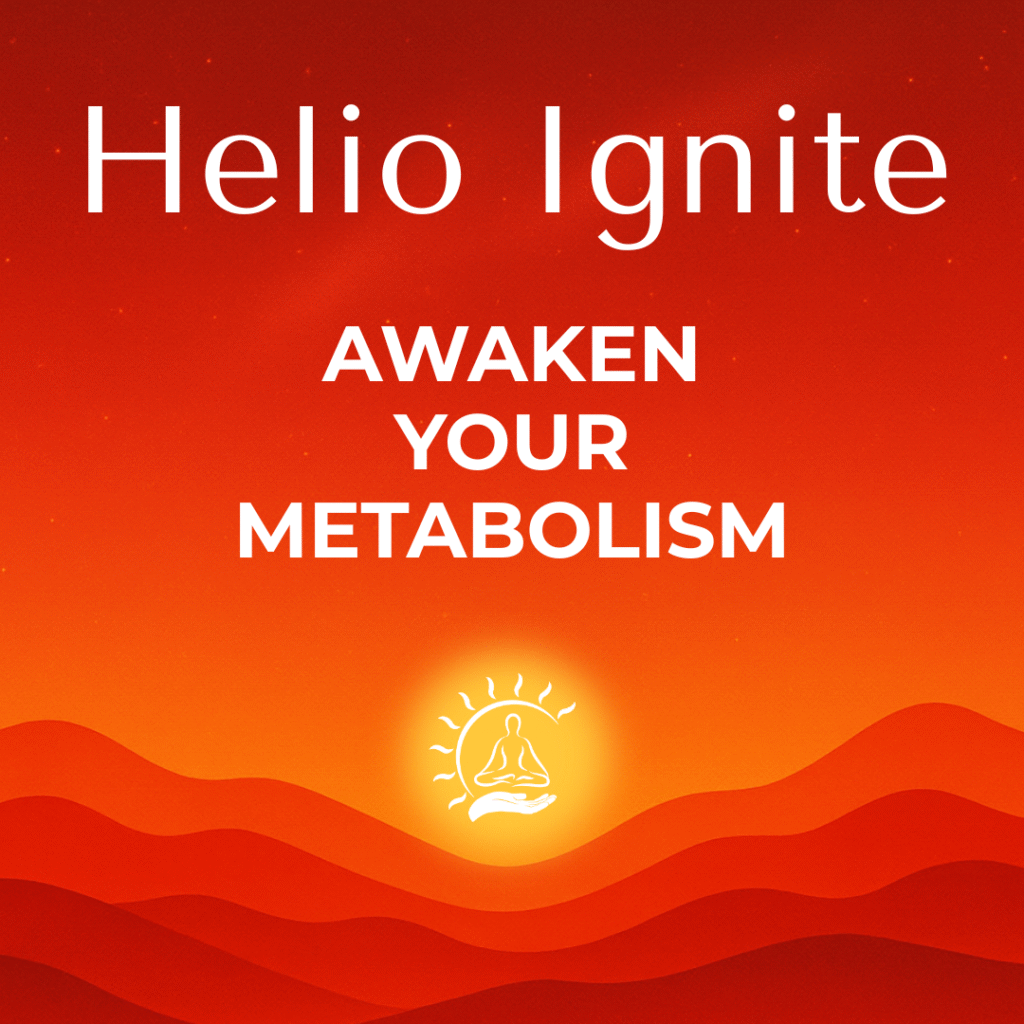 Image of rolling hills and a sun advertising a membership called “Helio Ignite” “Awaken Your Metabolism” for Helio’s Weight Loss Membership in Dahlonega, GA.
