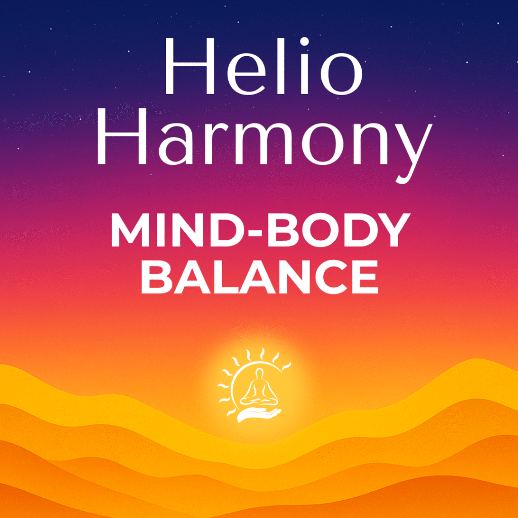 Image of rolling mountains and a sun advertising the Helio Harmony Mind-Body Balance” Membership at Helio Healing Wellness Center in Dahlonega, GA