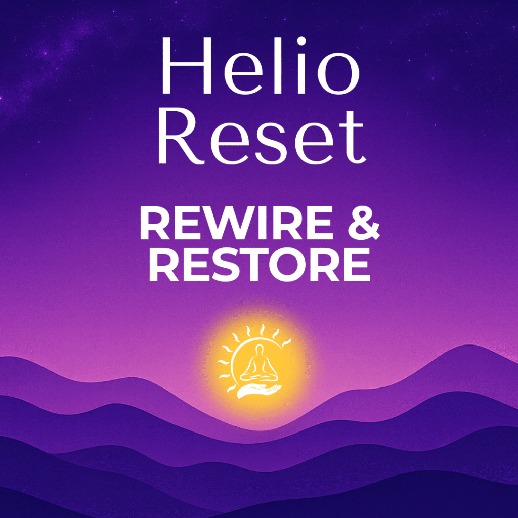 Rolling mountains with a sun advertising the wellness membership, Helio Reset - Rewire & Restore” at Helio Healing in Dahlonega, Georgia